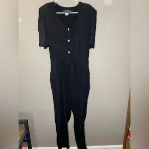 Molly Malloy Vintage Black Button-Down Jumpsuit Size 16